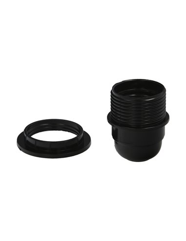 Portalamparas 4 A. E-27 Con Rosca + Arandela Negro