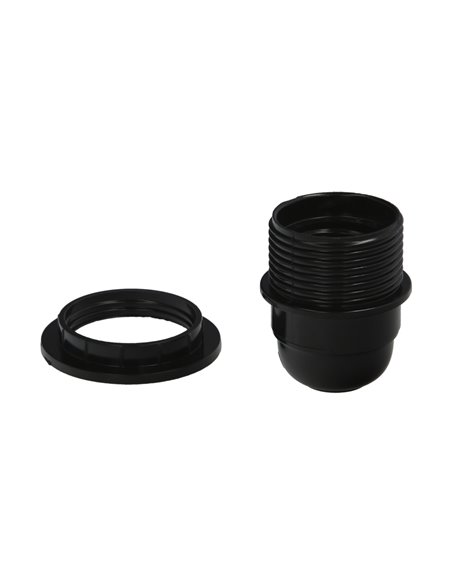 Portalamparas 4 A. E-27 Con Rosca + Arandela Negro