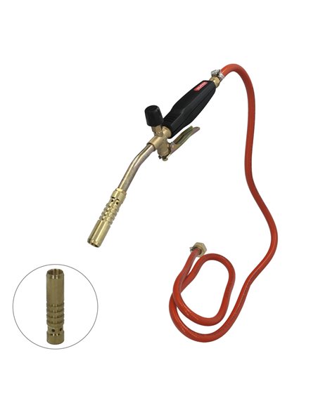 Soplete con manguera y 3 boquillas para distintos usos con control de llama
