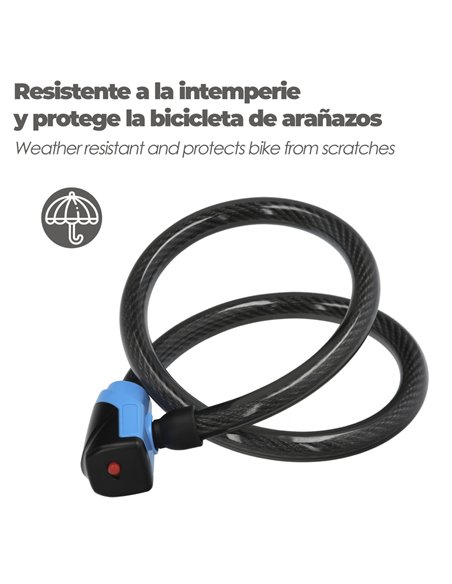 Candado Cable Bicicleta Llave Plana 18 Mm x 100 Cm