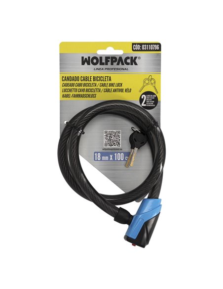 Candado Cable Bicicleta Llave Plana 18 Mm x 100 Cm