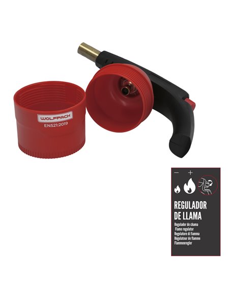 Soplete a cartucho de encendido piezoeléctrico con control de llama color negro y rojo