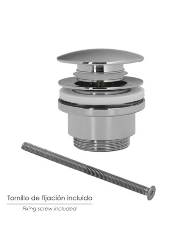 Válvula para lavabo “Clic Clac” 1 1/4" Ø6,3x7x3,7cm fabricada en PVC y acero inoxidable