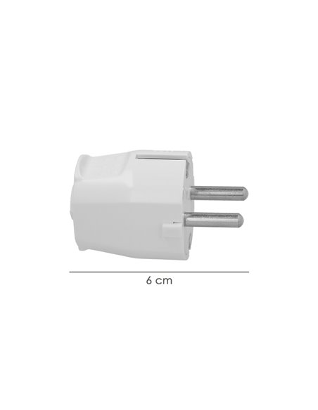 Clavija Schuko 2 Polos Con Toma Tierra 16 Amperios Blanco.