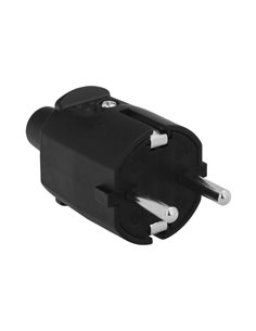 Clavija industrial de 2 polos con toma de tierra 4,8mm fabricada en goma color negro