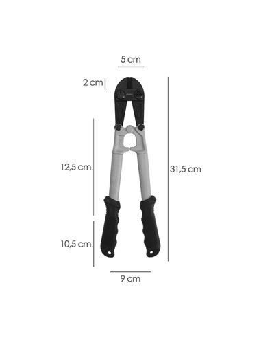 Cortarremaches 30cm / 12" con hojas de cromo vanadio para corte de hasta Ø8mm color gris y negro