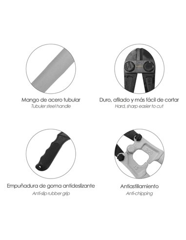 Cortarremaches 30cm / 12" con hojas de cromo vanadio para corte de hasta Ø8mm color gris y negro