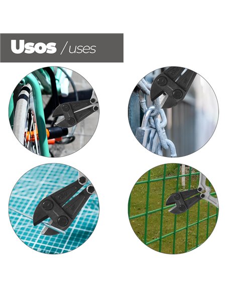 Cortarremaches 30cm / 12" con hojas de cromo vanadio para corte de hasta Ø8mm color gris y negro