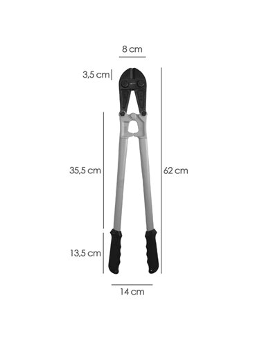 Cortarremaches 60cm / 24" con hojas de cromo vanadio para corte de hasta Ø23mm color gris y negro