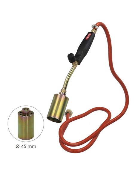 Soplete con manguera y 3 boquillas para distintos usos con control de llama
