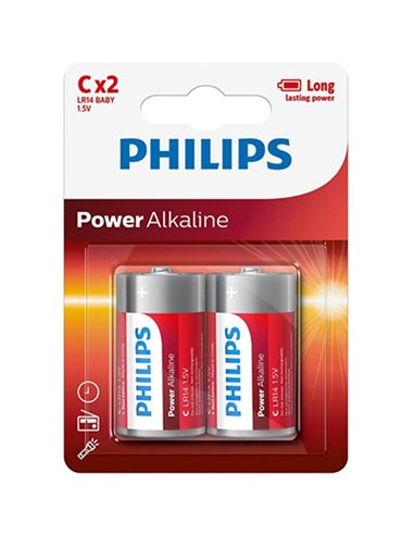 BLISTER 2 PILAS LR14 C 2BP POWER ALKALINE PHILIPS