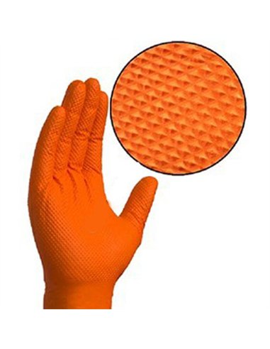 CAJA 50 GUANTES NITRILO NARANJA SIN POLVO FLOCADO T.M GD26OC