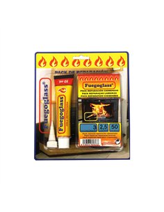 PACK 2,5mt CORDON CINTA 15x3mm + PEGAMENTO REFRACTARIO FUEGOGLASS