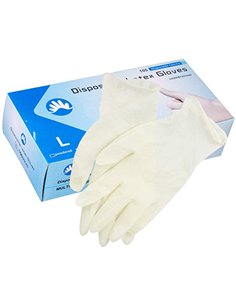 CAJA 100 GUANTES LATEX SIN POLVO T.8 MEDIANA GD05NC 2