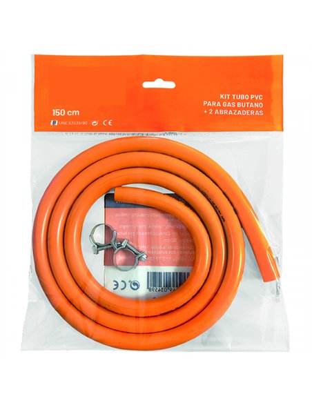 KIT 1,5mt MANGUERA BUTANO + 2 ABRAZADERAS 16/18
