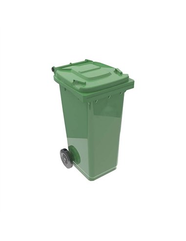 CONTENEDOR BASURA PLASTICO VERDE SIN PEDAL 120lt