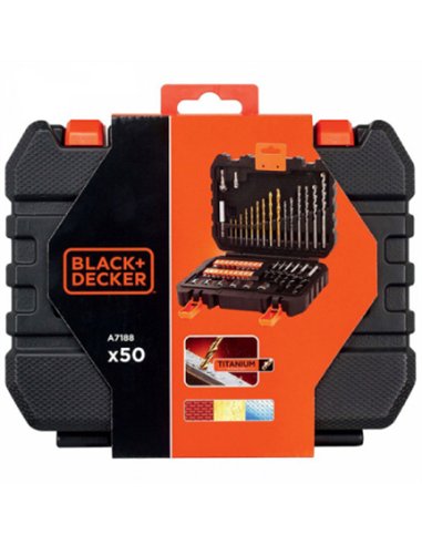 JUEGO 50pcs BROCAS TITANIO PUNTA ATOR A7188-XJ BLACK&DECKER
