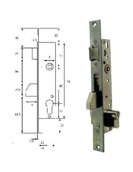 CERRADURA TIPO 2210 MODERNA 20mm (SIN BOMBILLO) AM