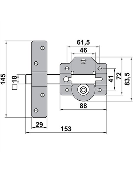 CERROJO LLAVE SEGURIDAD 85mm ORO MOD. 1 5342 AMIG