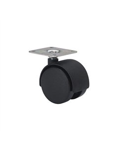 RUEDA DOBLE PLASTICO NEGRO 45mm PLACA ZIN 1-0241