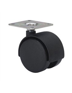 RUEDA DOBLE PLASTICO NEGRO 45mm PLACA ZIN 1-0241 2