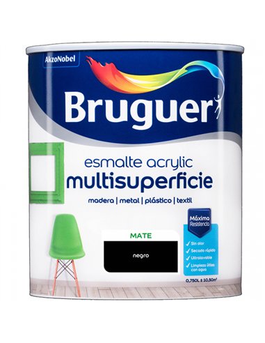 ESMALTE ACRILICO NEGRO MATE 750ml 5069899 BRUGUER