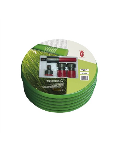 SET 20mt MANGUERA C/ACCESORIOS 15x21mm MALLALATEX ESPIROFLEX