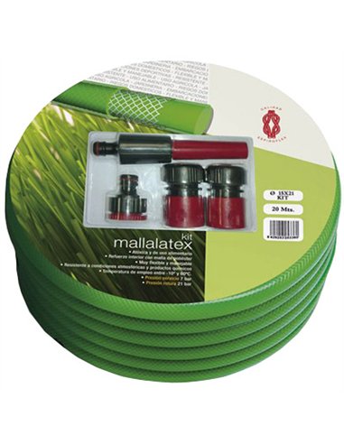 SET 20mt MANGUERA C/ACCESORIOS 15x21mm MALLALATEX ESPIROFLEX