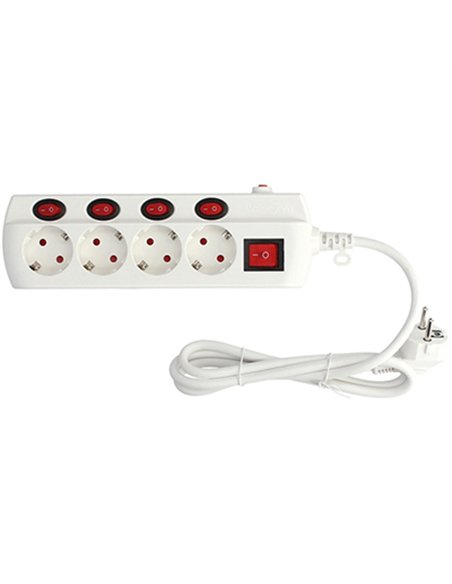 Base multiple 4 tomas 4 interruptores cable 1,5mt 100010003 gsc