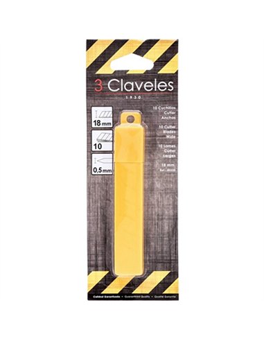 BLISTER 10 HOJAS CUTTER 18mm 00235 3 CLAVELES
