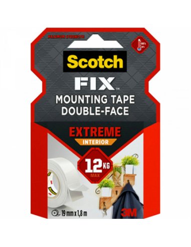 CINTA DOBLE CARA 19mm x1,8mt INTERIOR 12kg PGS05 SCOTH 3M