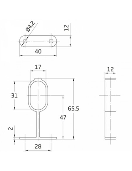 BLISTER 2 SOPORTE CENTRAL T.OVAL PLATA 30x15mm N8 2159 AMIG