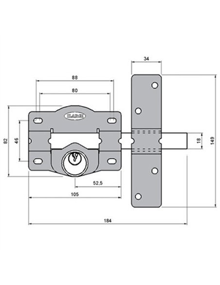 CERROJO LLAVE SERRETA LLAVE/LLAVE 105mm 1203HE ILARGI