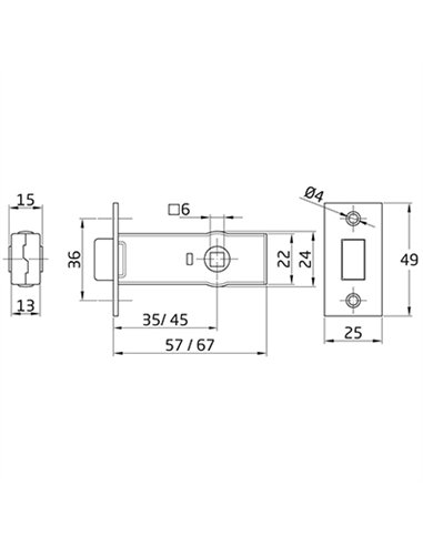Caja 20 picaporte zincado 35mm mod.2 364 amig