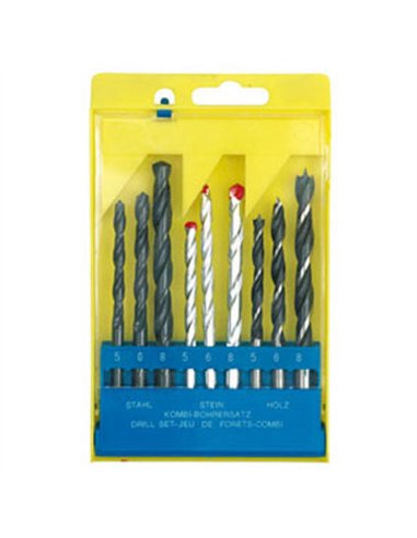 JUEGO 9 BROCAS 3xHSS + 3xWIDIA + 3xMADERA MT-10419 IMPORT