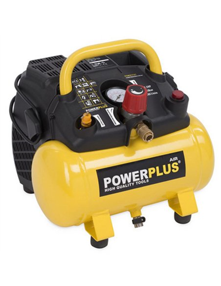 COMPRESOR SIN ACEITE 6lt 1,5cv 1.000w  POWX1721 POWERPLUS