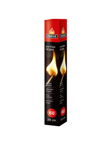 CAJA 60 CERILLAS LARGAS 28cm 50201 OK FUEGO