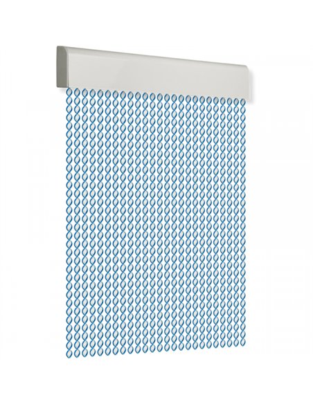 CORTINA PUERTA 90x210cm CORDON ESPIRAL nÂº8 AZUL-BLANCA