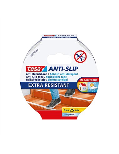 Rollo cinta antideslizante transparente 5mt x25mm tesa