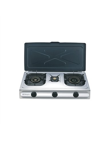 COCINA BUTANO INOX CON PIEZO 3 FUEGOS FO-3500 ORBEGOZO