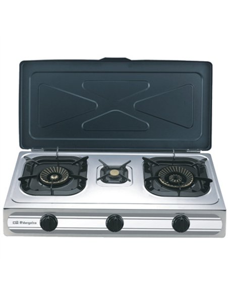 Cocina butano inox con piezo 3 fuegos fo-3500 orbegozo