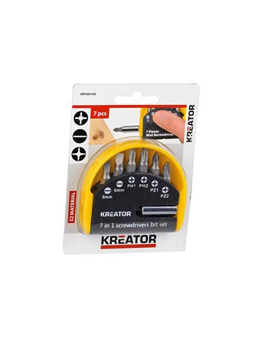 JUEGO 7 PUNTAS ATORNILLAR C/ADAPTADOR KRT064100 KREATOR