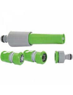 Juego 4 acc. Riego conectores+lanza plastico 89204 flo 2
