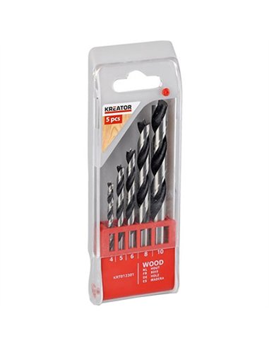 JUEGO 5 BROCAS MADERA 4-5-8-9mm KRT012301 KREATOR