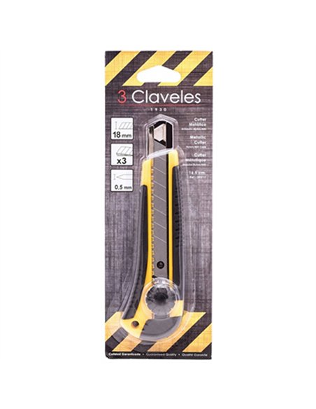 CUTTER  BIMATERIAL HOJA 18mm 17cm 00211 3 CLAVELES
