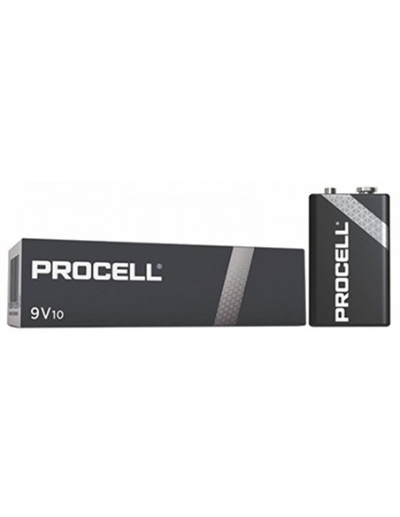 CAJA 10 PILAS 9V 6LR61 ALKALINA INDUSTRIAL DURACELL PROCELL