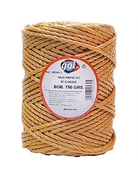 BOBINA 750gr HILO RAFIA 3 CABOS BEIGE NÂº 4 REF 142754