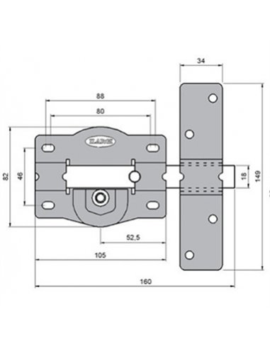 Cerrojo llave serreta boton/llave 105mm 1202he ilargi
