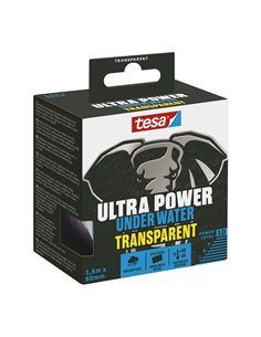 Cinta “Ultra power under water” 1,5m x 50mm color transparente para uso en exteriores y entorno subacuático