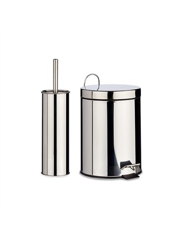 JUEGO ESCOBILLERO CUBO BASURA PEDAL INOXIDABLE 5lt 43939 AR